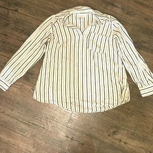 Linen long-sleeve striped maternity blouse